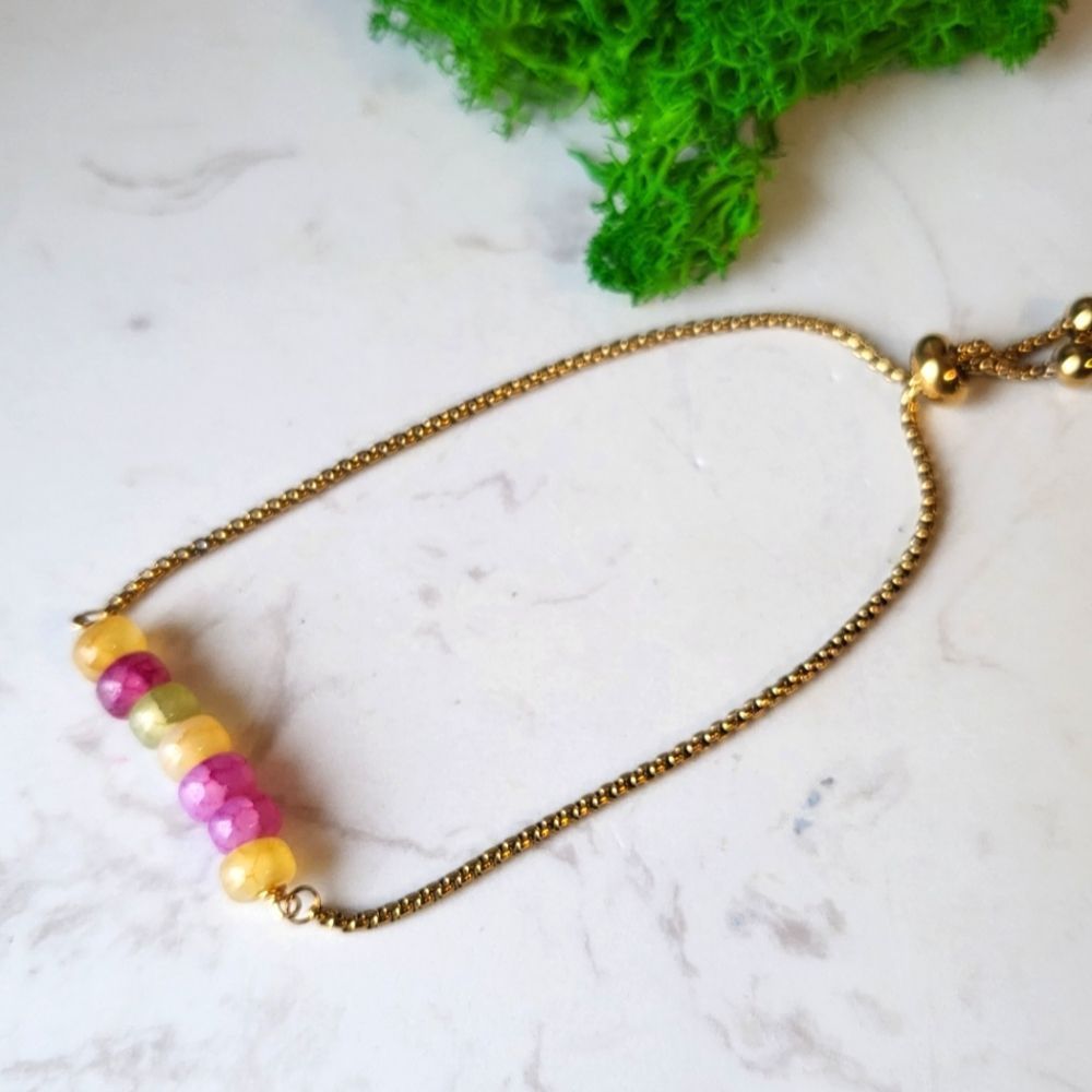 Handmade stainless steel gold tone bracelet